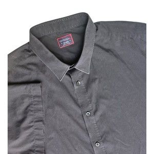 UNTUCKit Mens Black Solid Button Up‎ Short Sleeve Shirt Size 2XL 100% Cotton Top
